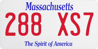 MA license plate 288XS7