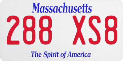 MA license plate 288XS8