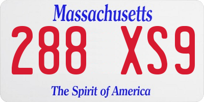MA license plate 288XS9