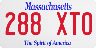 MA license plate 288XT0
