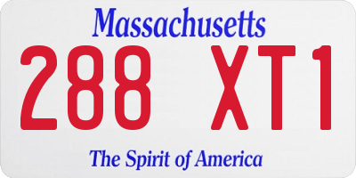 MA license plate 288XT1