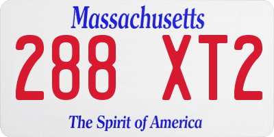 MA license plate 288XT2