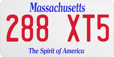 MA license plate 288XT5
