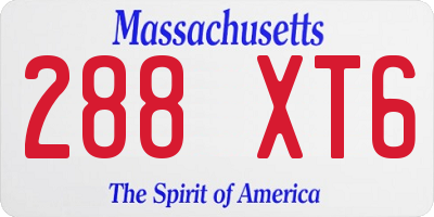 MA license plate 288XT6