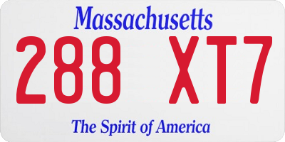 MA license plate 288XT7
