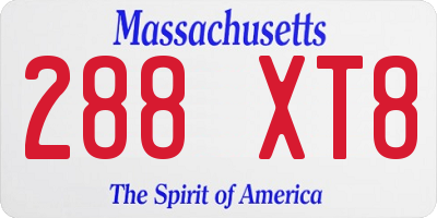 MA license plate 288XT8