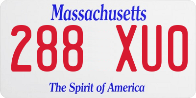 MA license plate 288XU0