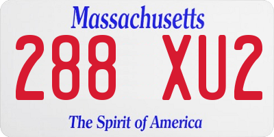 MA license plate 288XU2