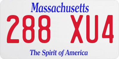 MA license plate 288XU4