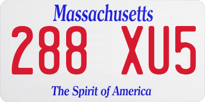 MA license plate 288XU5