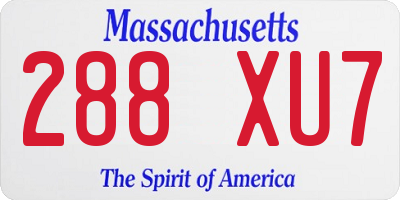 MA license plate 288XU7