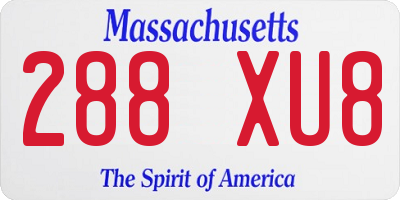 MA license plate 288XU8