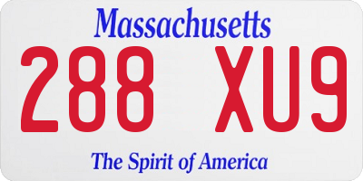 MA license plate 288XU9
