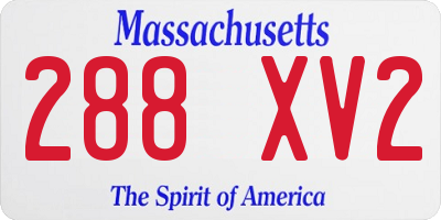 MA license plate 288XV2