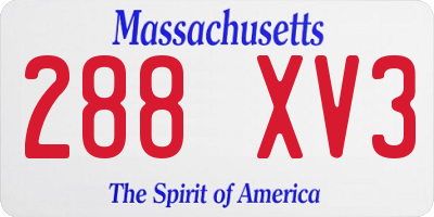 MA license plate 288XV3