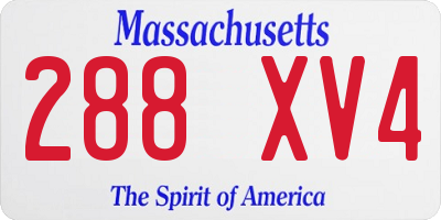 MA license plate 288XV4