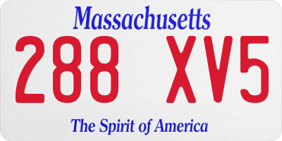 MA license plate 288XV5