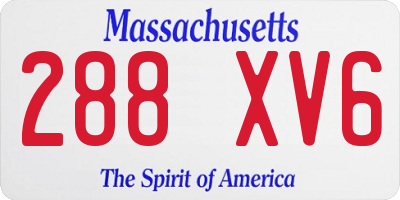 MA license plate 288XV6