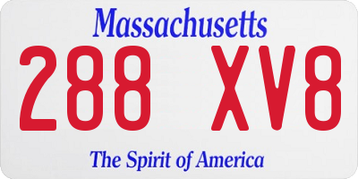 MA license plate 288XV8