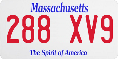 MA license plate 288XV9