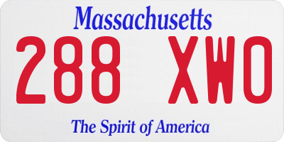 MA license plate 288XW0