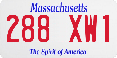 MA license plate 288XW1