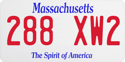 MA license plate 288XW2