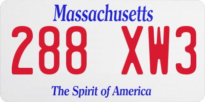 MA license plate 288XW3