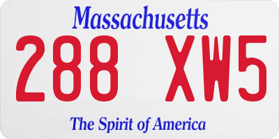 MA license plate 288XW5