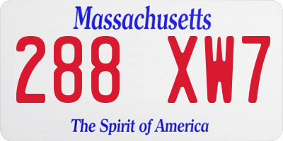 MA license plate 288XW7