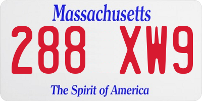 MA license plate 288XW9
