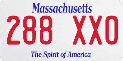 MA license plate 288XX0