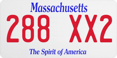 MA license plate 288XX2