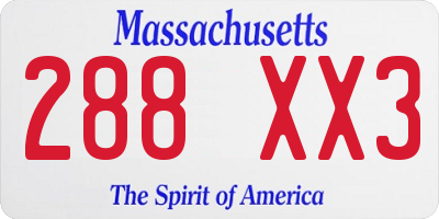 MA license plate 288XX3