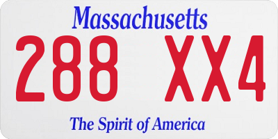 MA license plate 288XX4