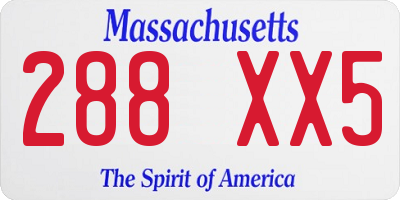 MA license plate 288XX5