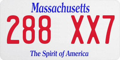 MA license plate 288XX7