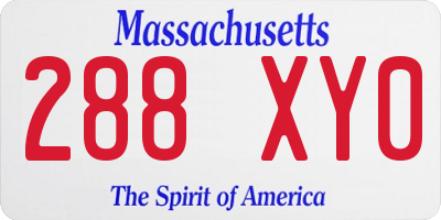 MA license plate 288XY0
