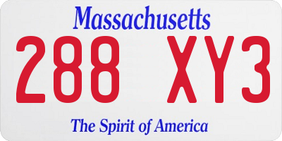 MA license plate 288XY3