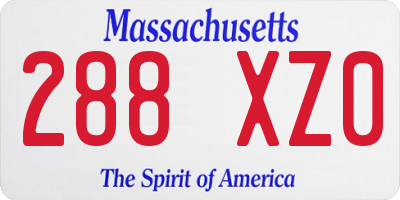 MA license plate 288XZ0