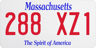 MA license plate 288XZ1