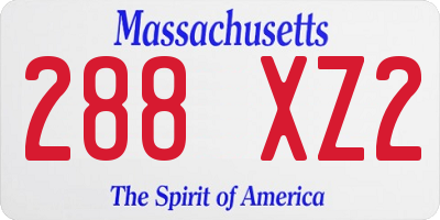 MA license plate 288XZ2
