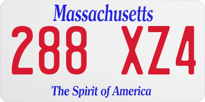 MA license plate 288XZ4