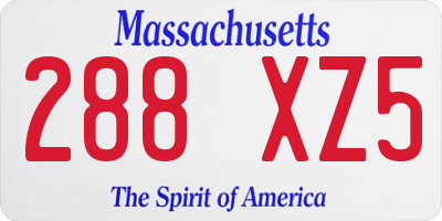 MA license plate 288XZ5