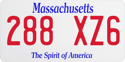 MA license plate 288XZ6
