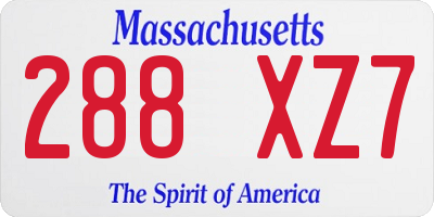 MA license plate 288XZ7