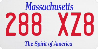 MA license plate 288XZ8