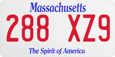 MA license plate 288XZ9