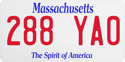MA license plate 288YA0