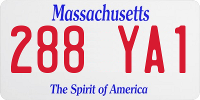 MA license plate 288YA1